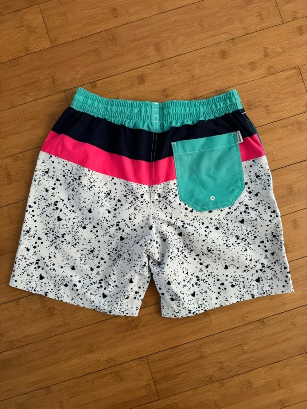chubbies Aqua Swim Shorts with Teal Elastic Waistband